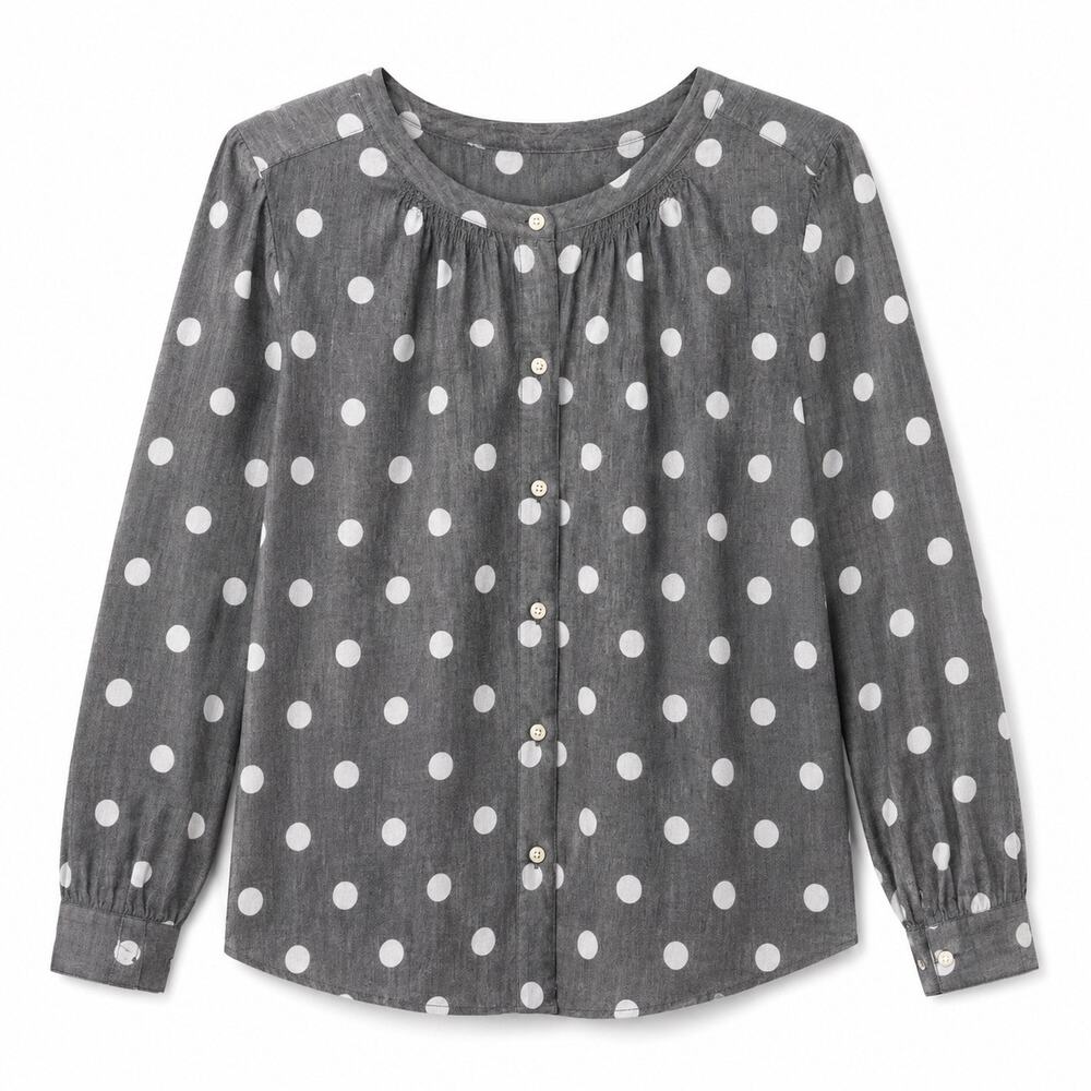LOFT Polka Dot Top Long Sleeve Classic Top womens sz xxsmall Cotton comfortabl